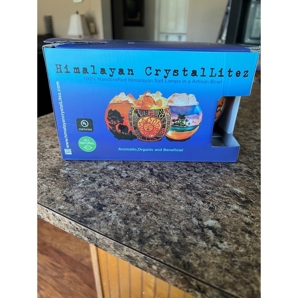 Himalayan CrystalLitez Tribal Sun Salt Lamp & Oil Diffuser NIB (Box Wear)